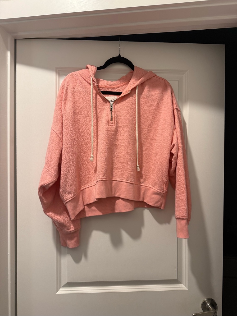 Aerie Quarter Zip Hoodie Coral Medium